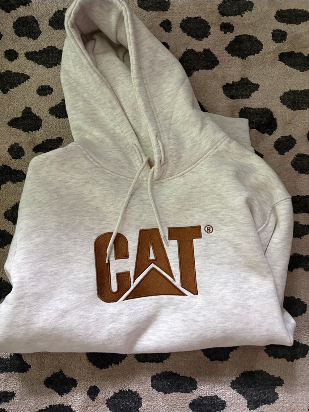 Logo Cream Hoodie with Brown Embroidered Patch -